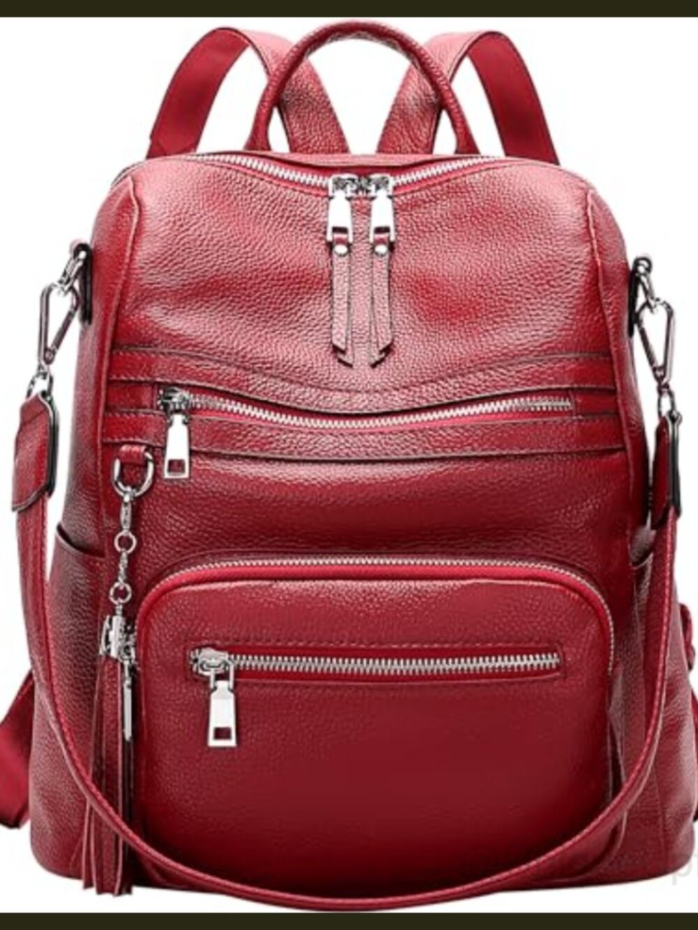 Genuine Leather Backpack Convertible Shoulder Bag Laptop Daypack